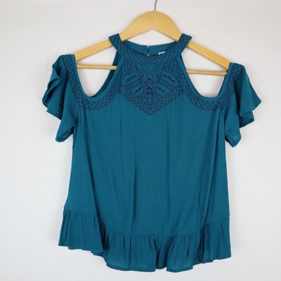 🌼4 for $20 Love, Fire Embroidered Cold Shoulder - Picture 1 of 4